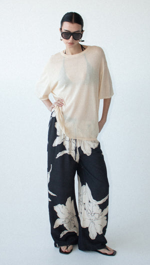 Sketched Floral Drawstring Pant