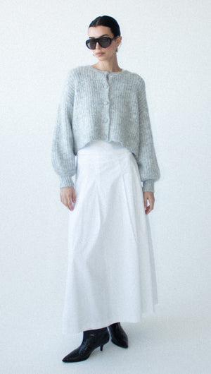 Grey Marle Cropped Knit Cardigan