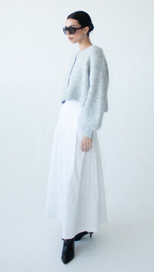 Grey Marle Cropped Knit Cardigan