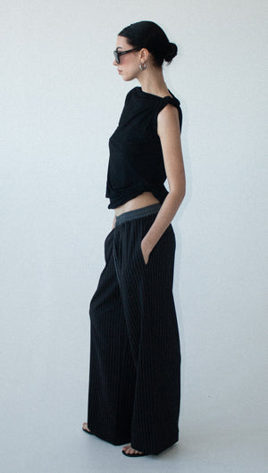Pinstripe Relaxed Drawstring Pants