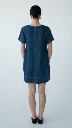 Indigo Chambray Short Sleeve Mini Dress