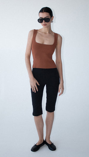 Copper Square Neck Ribbed Knit Tank