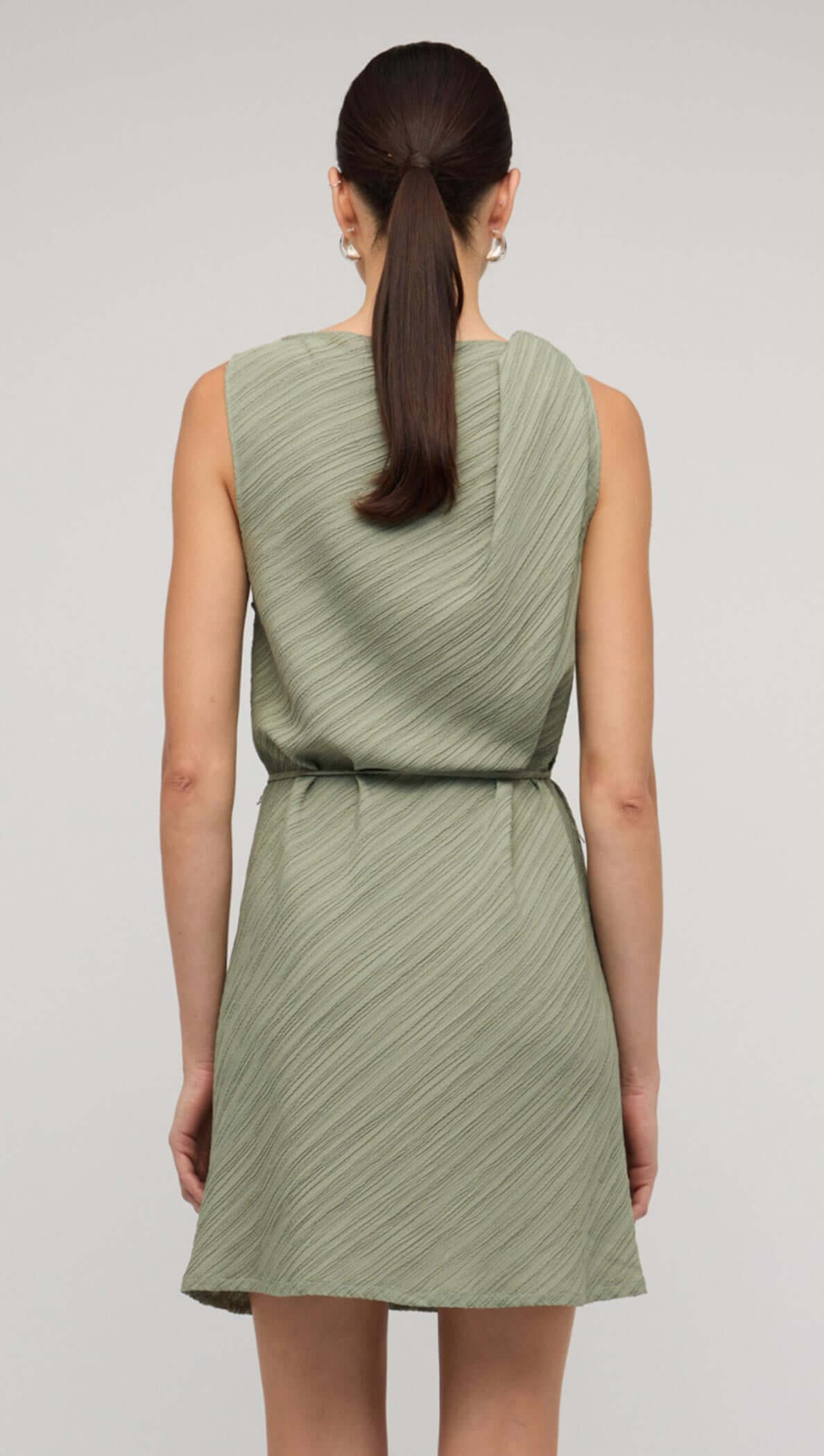 Sage Green Mini Dress With Tie Waist - Staple the Label Sage Green Mini Dress With Tie Waist - Staple the Label