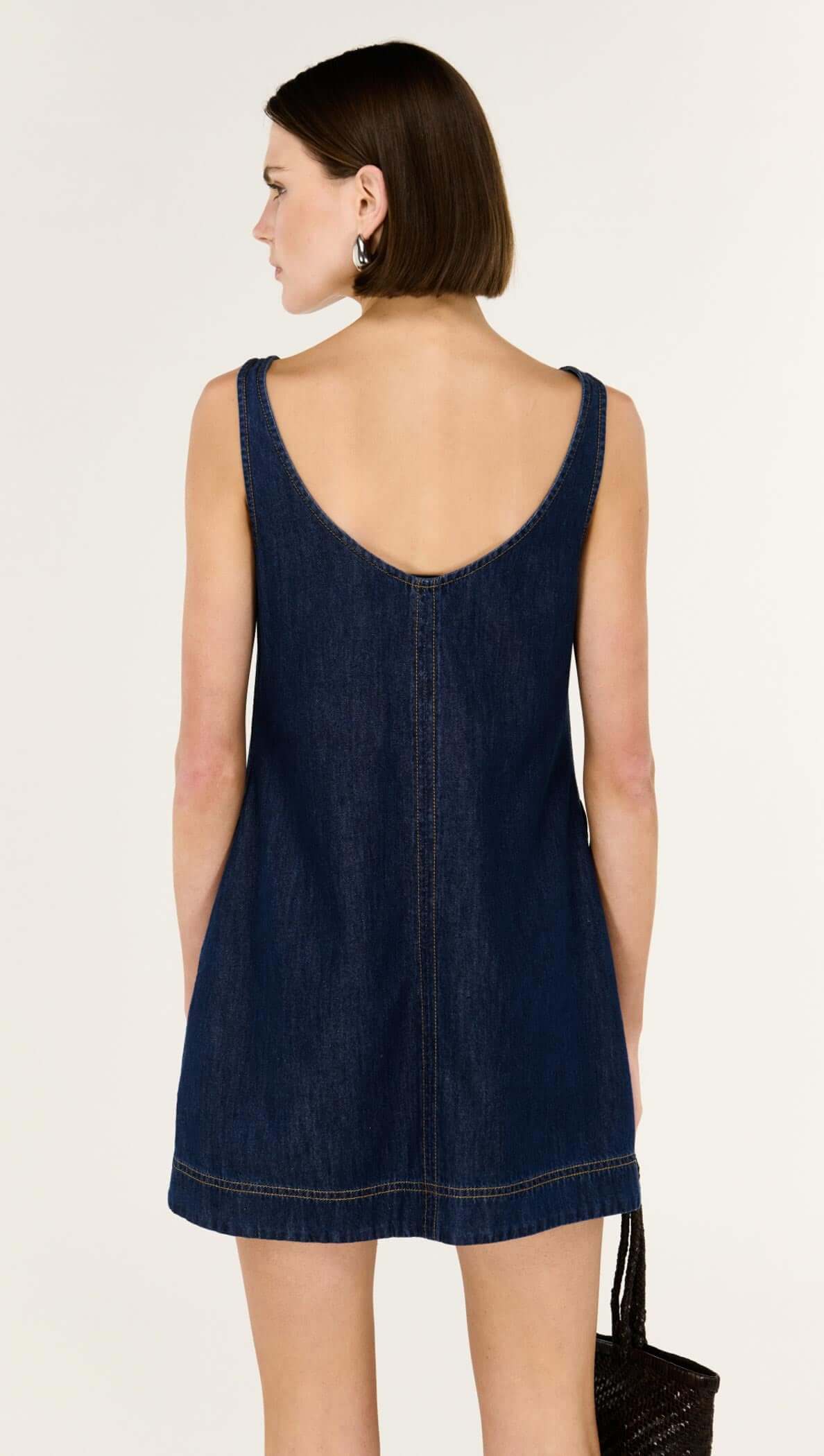 Denim Mini Dress with Scoop Back - Effortless Style