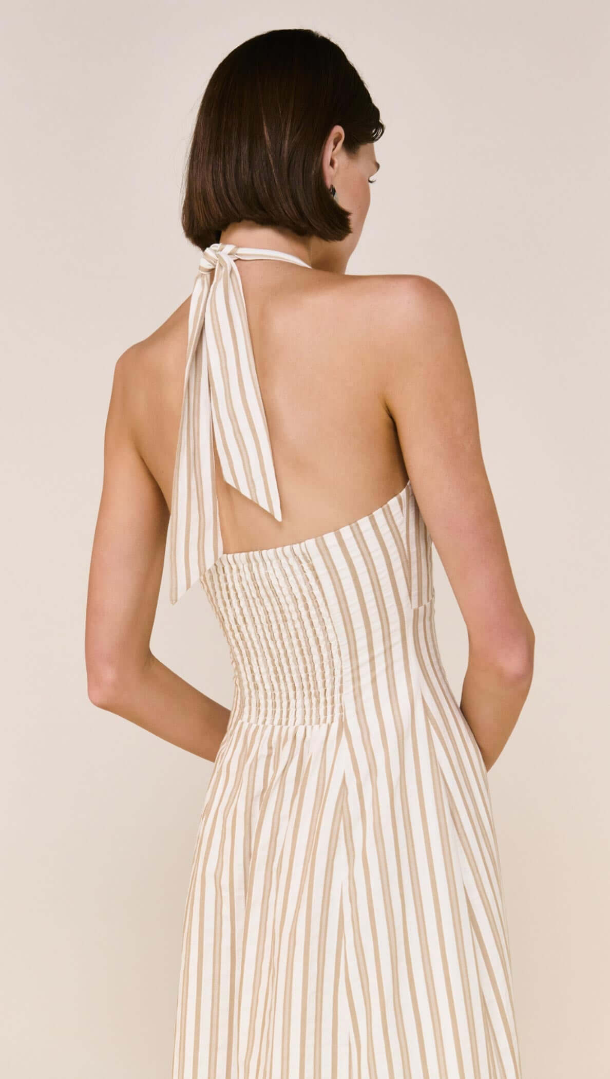 Staple THE Label UT2601461 LOLA Halter Midi DRESS, TAUPE/WHITE Stripe / XL Staple THE Label UT2601461 LOLA Halter Midi DRESS, TAUPE/WHITE Stripe / XL
