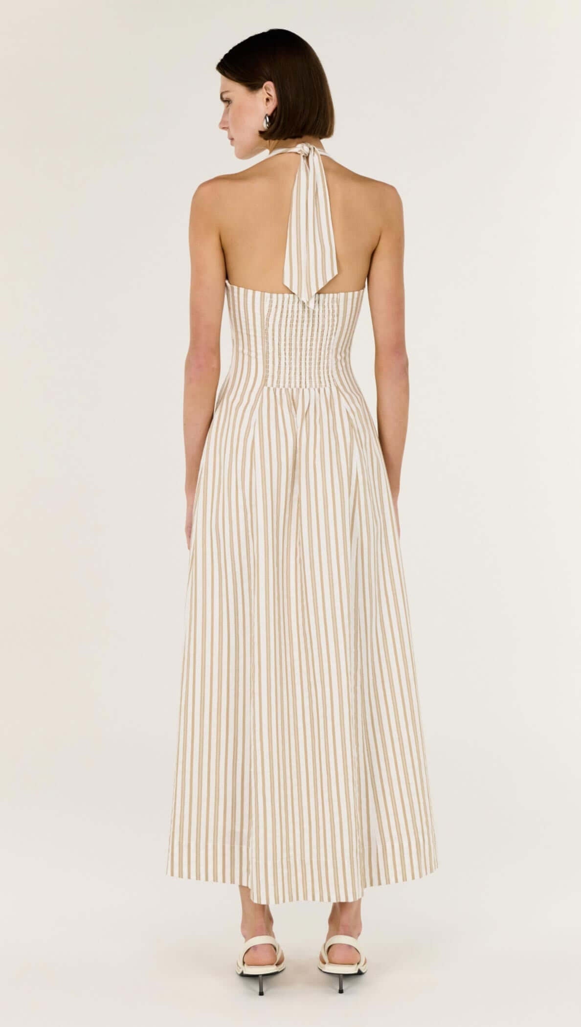 Staple THE Label UT2601461 LOLA Halter Midi DRESS, TAUPE/WHITE Stripe / XL Staple THE Label UT2601461 LOLA Halter Midi DRESS, TAUPE/WHITE Stripe / XL