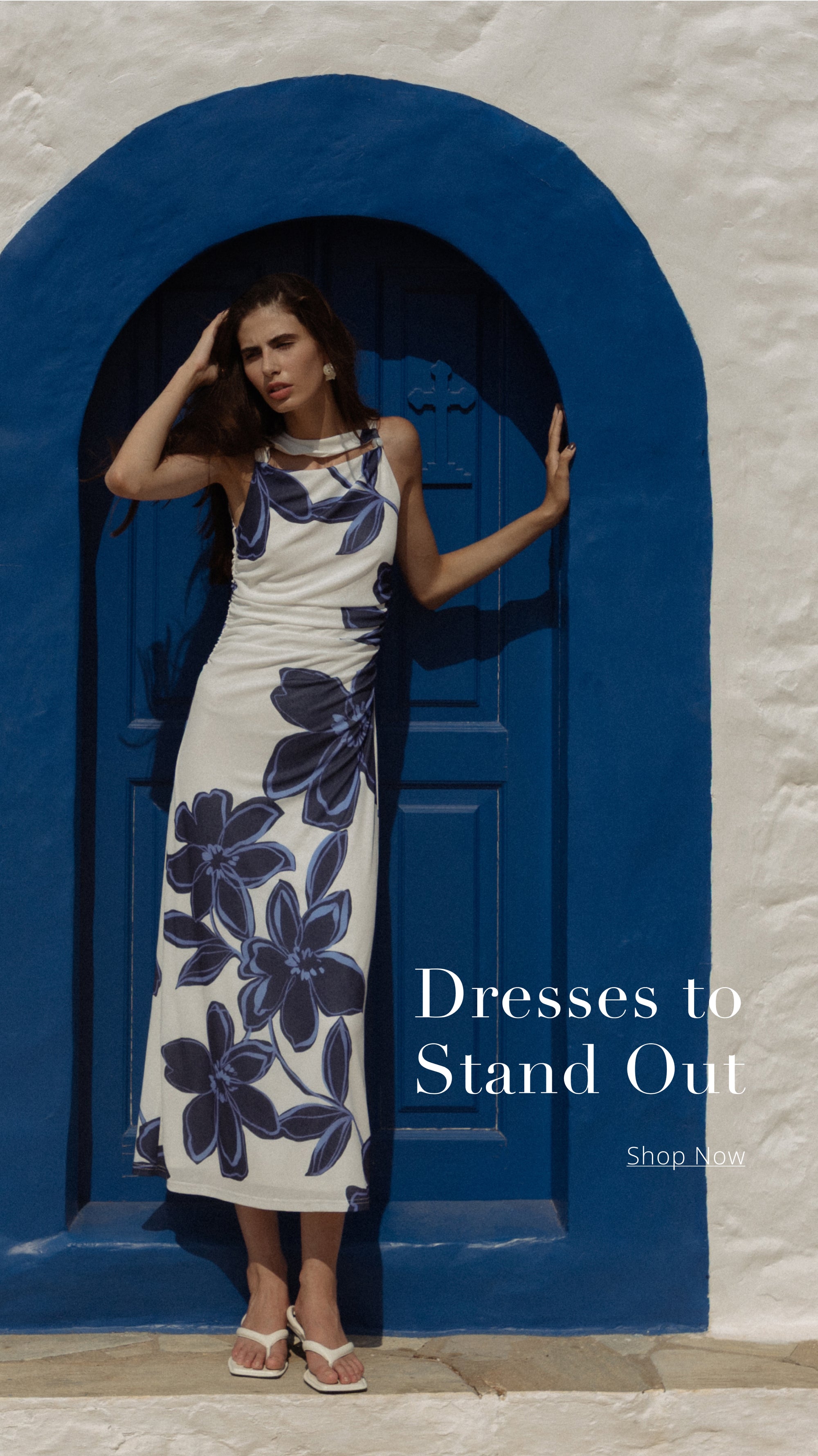 Blue and White Mesh midi dress