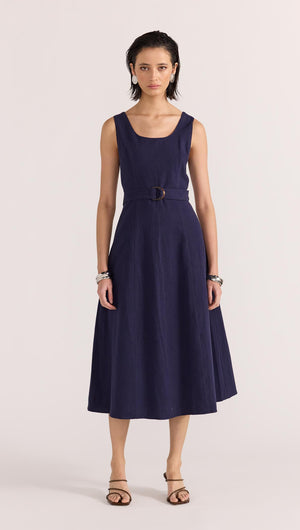 MIRA BELTED MIDI DRESS