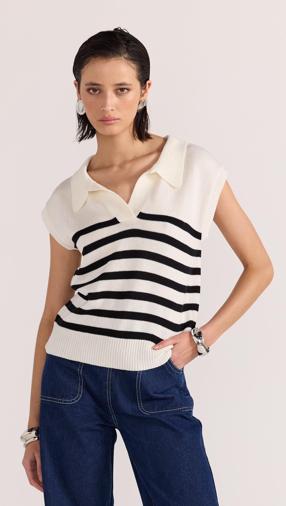 REMI STRIPE POLO KNIT-Staple the Label