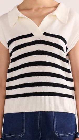 REMI STRIPE POLO KNIT-Staple the Label