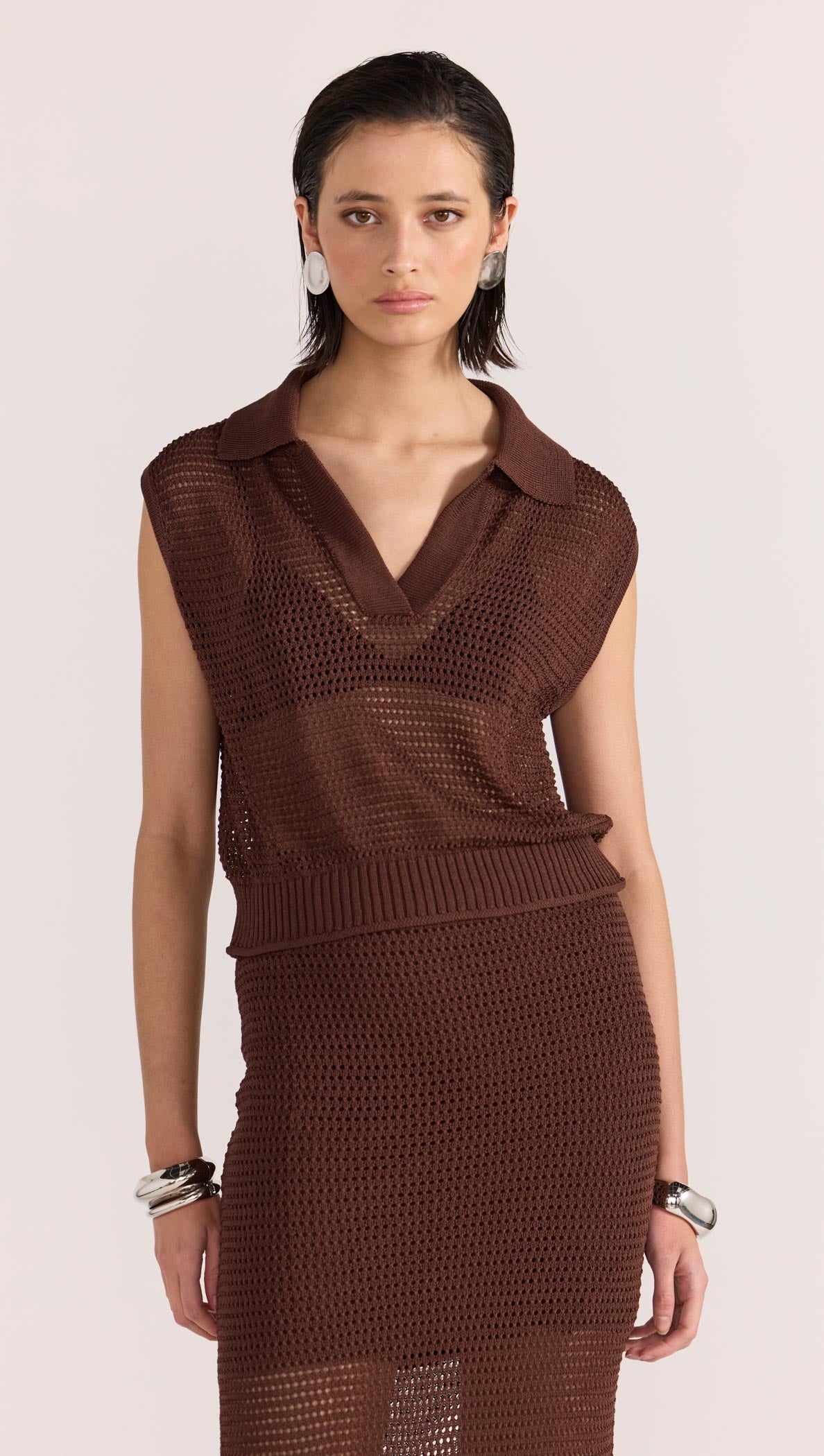 PORTICO CROCHET POLO TOP