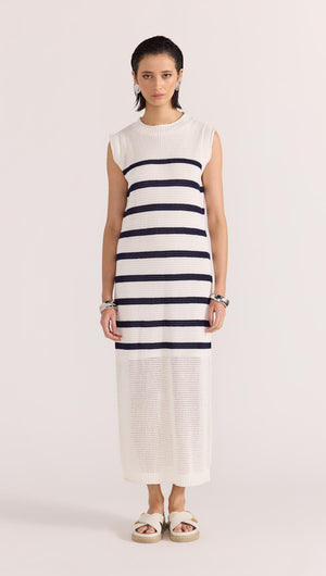 VEDA STRIPE KNIT MIDI DRESS