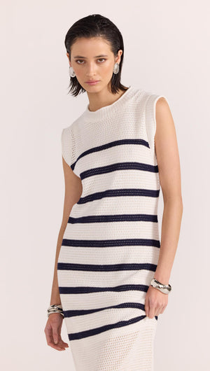 VEDA STRIPE KNIT MIDI DRESS