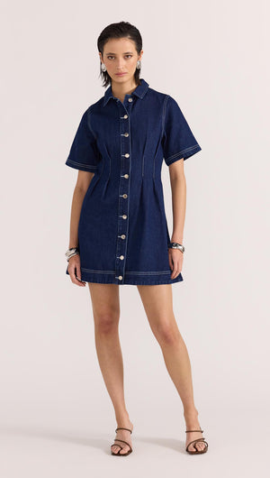 AUGUSTA DENIM MINI DRESS-Staple the Label