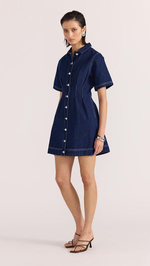 AUGUSTA DENIM MINI DRESS-Staple the Label