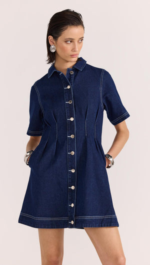 AUGUSTA DENIM MINI DRESS-Staple the Label