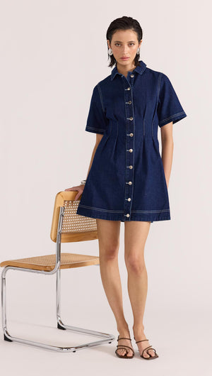 AUGUSTA DENIM MINI DRESS-Staple the Label