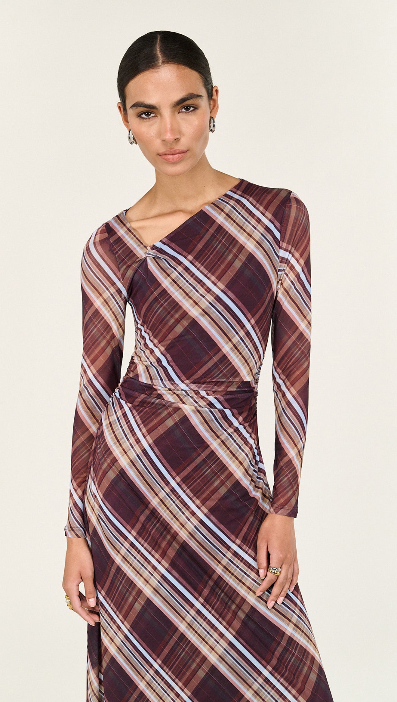 plaid bodycon midi dress Mesh Long Sleeve XL / Check Size:UK 9 Whether youre heading to side zipper Royal Blue Ankle Length