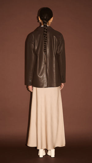 Chocolate Relaxed Vegan Leather Blazer
