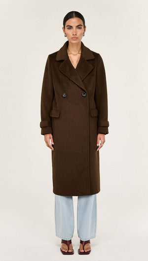Brown Double-Breasted Longline Coat
