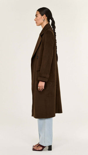 Brown Double-Breasted Longline Coat