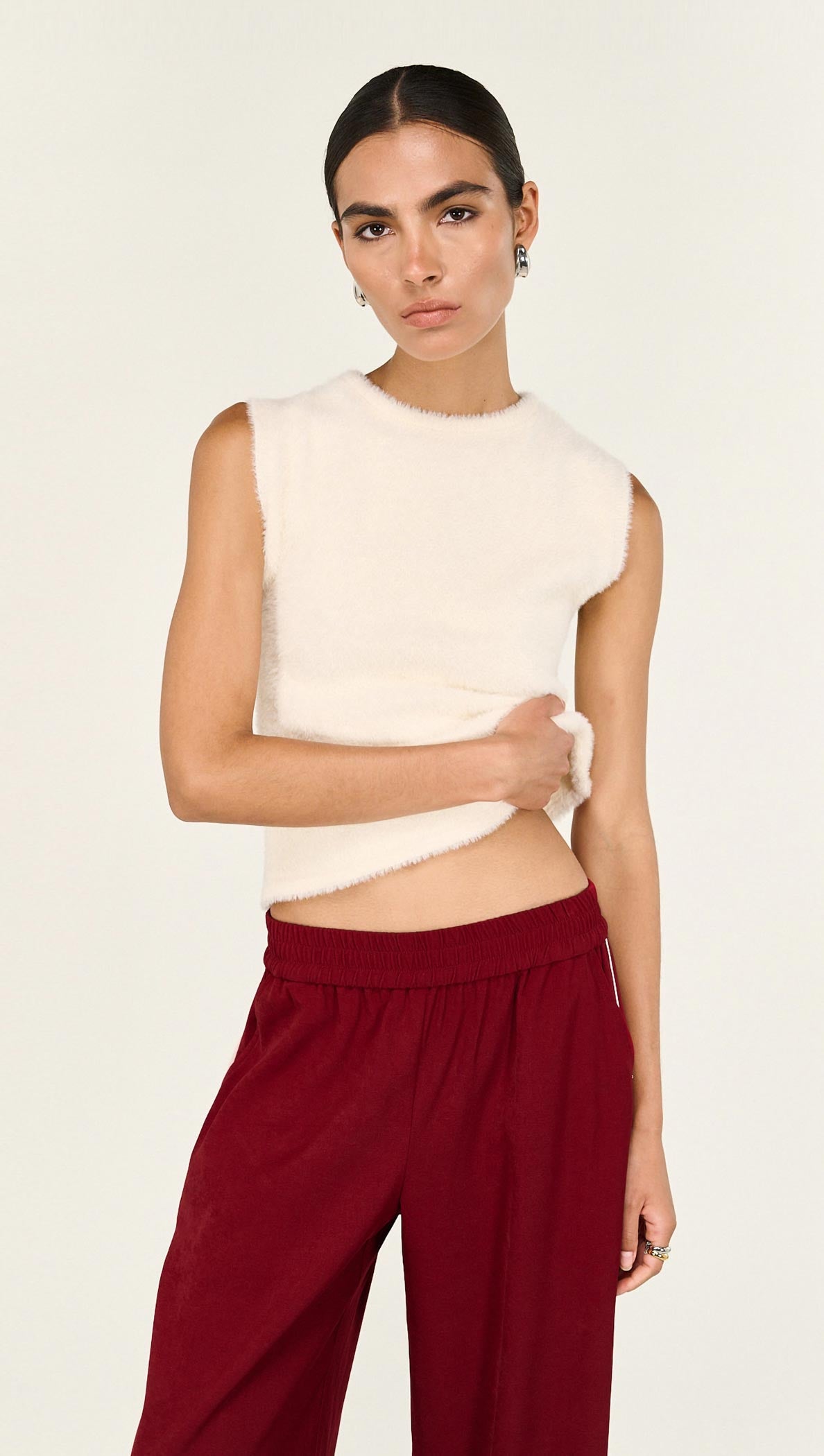 Red Silky Wide Leg Pant