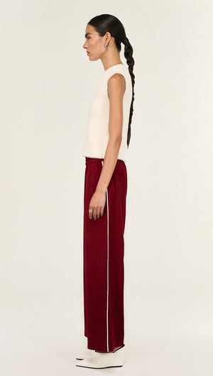 Red Silky Wide Leg Pant
