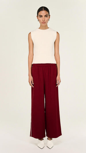 Red Silky Wide Leg Pant