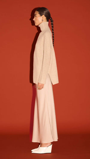 Oatmeal Roll Neck Oversized Knit Jumper