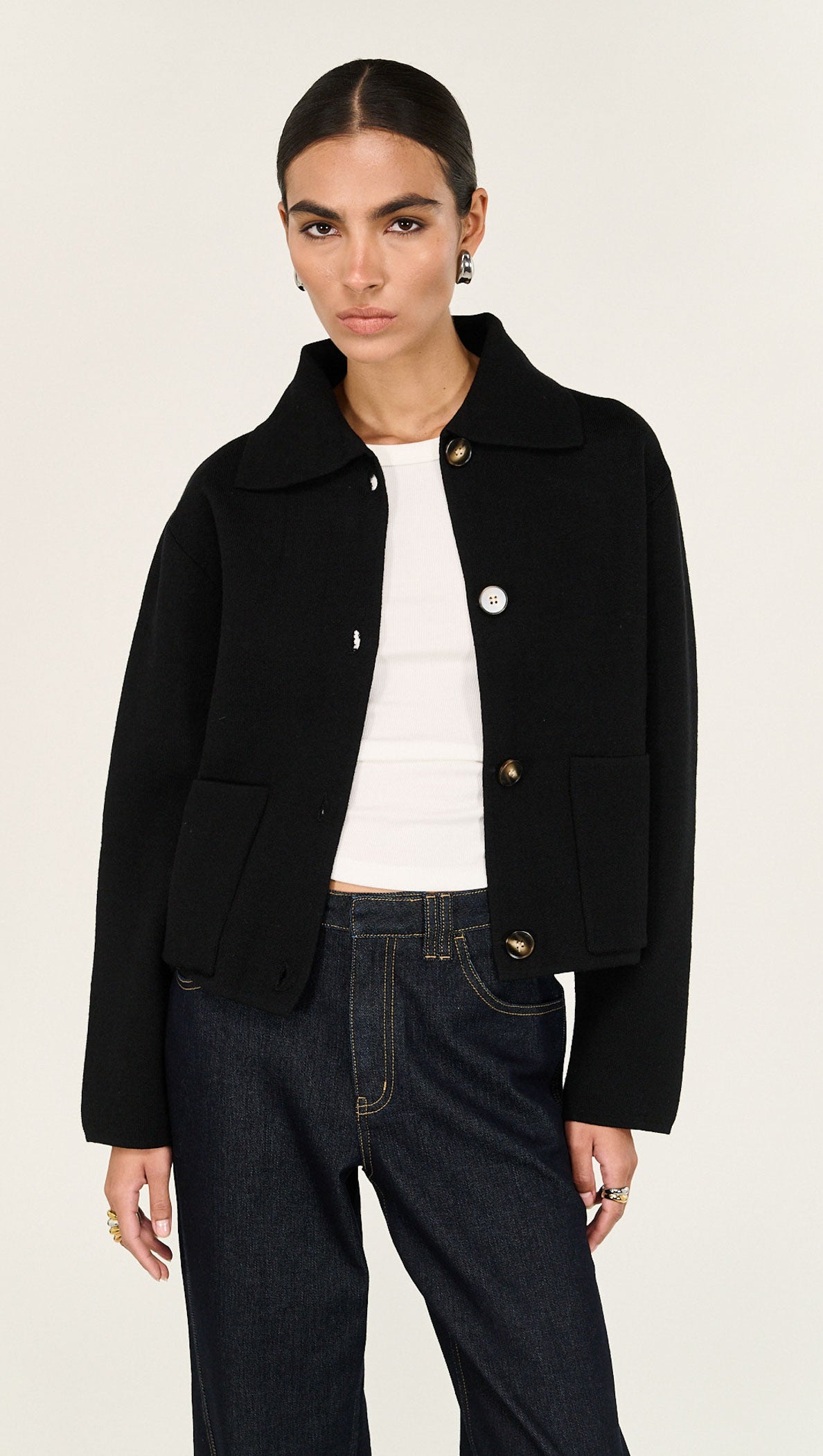 Black Knit Barn Jacket