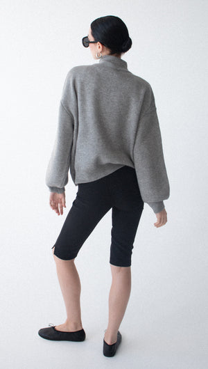 Soft Grey Oversized Zip Cardigan