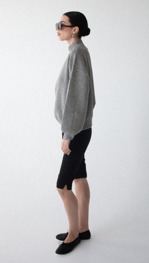Soft Grey Oversized Zip Cardigan