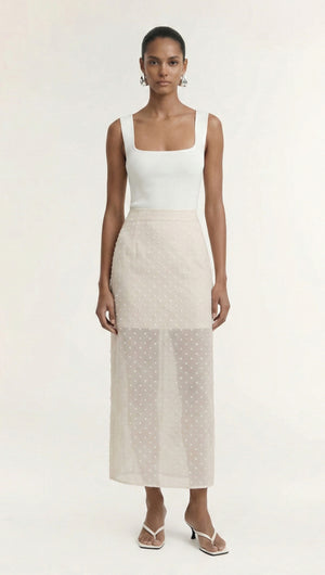 White Square Neck Ribbed Knit Tank