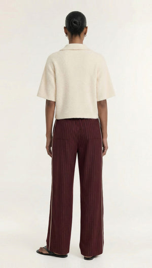 Fluffy Knit Polo Top in Cream