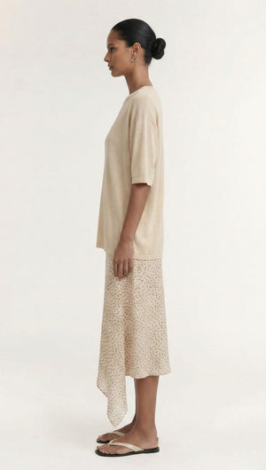 White Round Neck Oversized Knit Tee