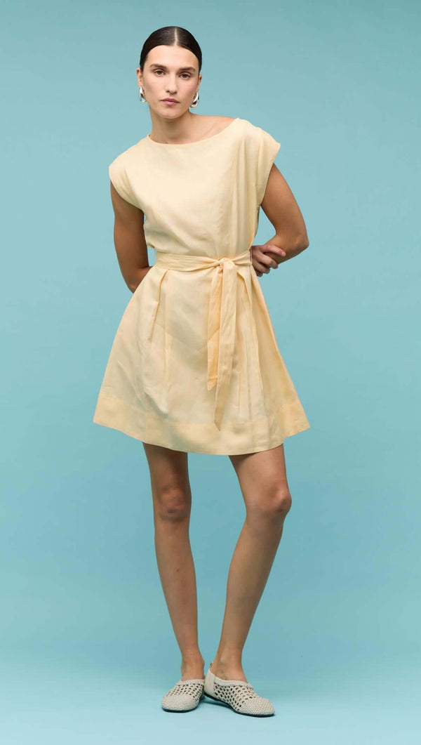 Butter Yellow Linen Mini Dress