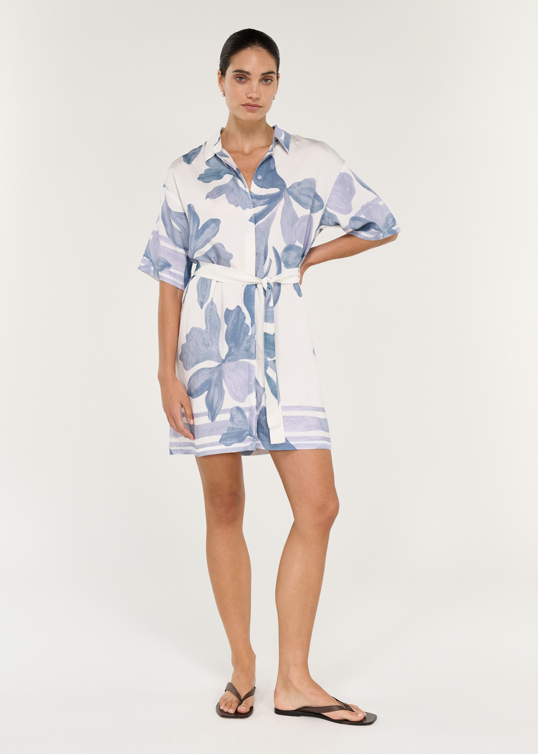 Mini Shirtdress in Blue Floral