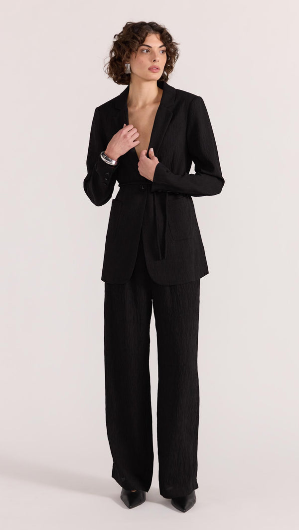 tie waist black blazer