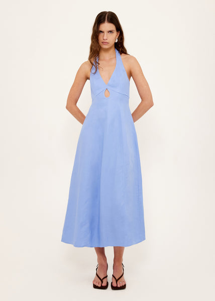jaden halter midi dress Jacaranda Tencel Linen Blend XL / Jacaranda Linen dress